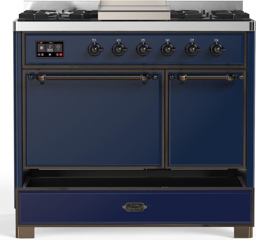 Ilve UMD40FQNR3MBBLP Midnight Blue With Burnished Trim, Liquid Propane