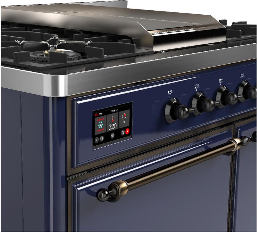 Ilve UMD40FQNR3MBBLP Midnight Blue With Burnished Trim, Liquid Propane