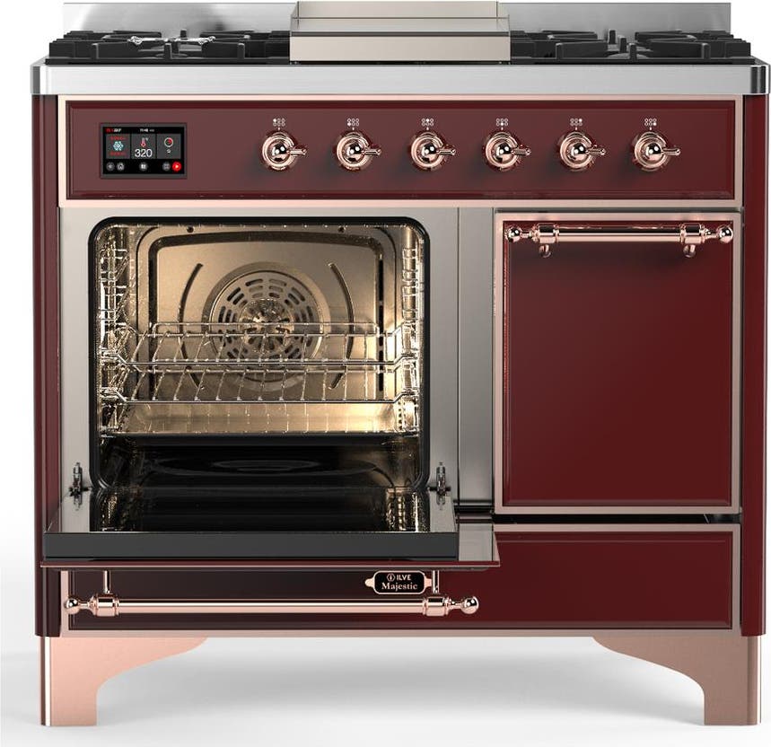 Ilve UMD40FQNR3BUPLP Burgundy With Copper Trim, Liquid Propane