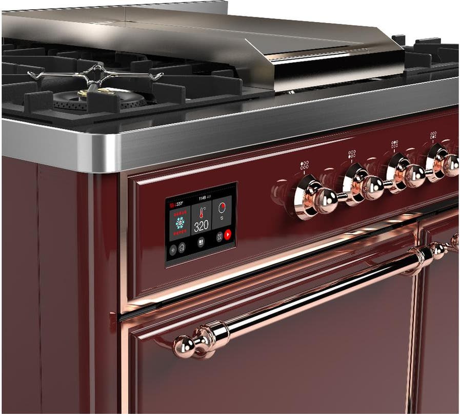 Ilve UMD40FQNR3BUPLP Burgundy With Copper Trim, Liquid Propane