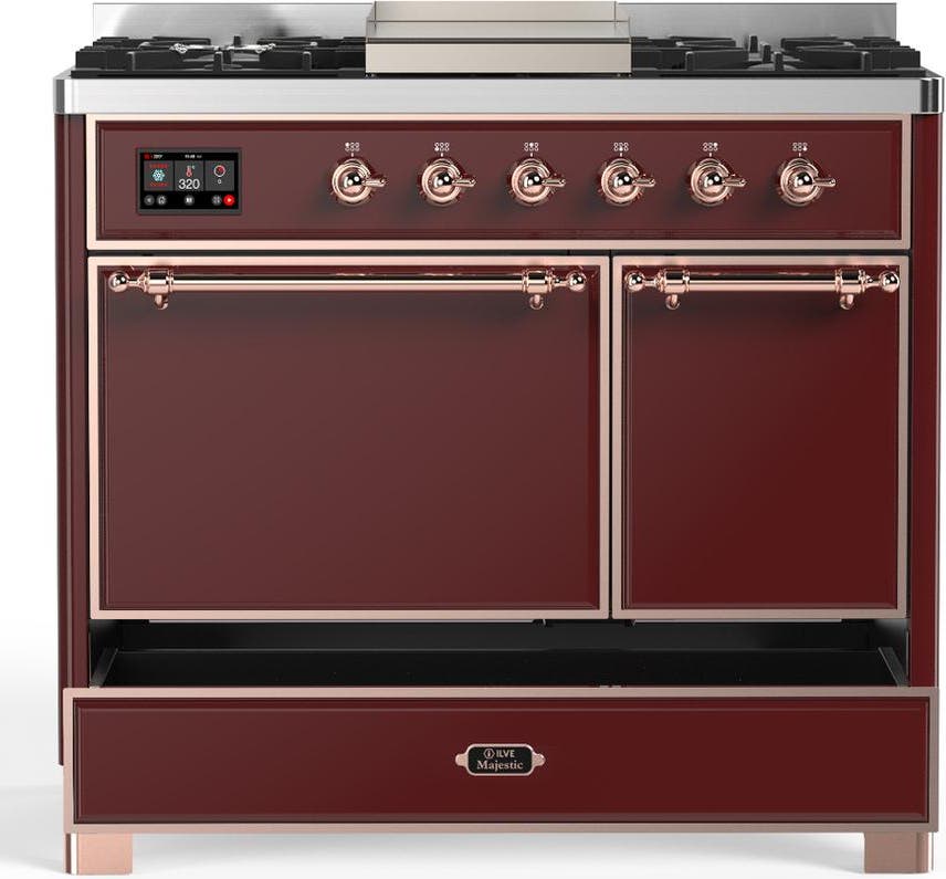 Ilve UMD40FQNR3BUP Burgundy With Copper Trim, Natural Gas