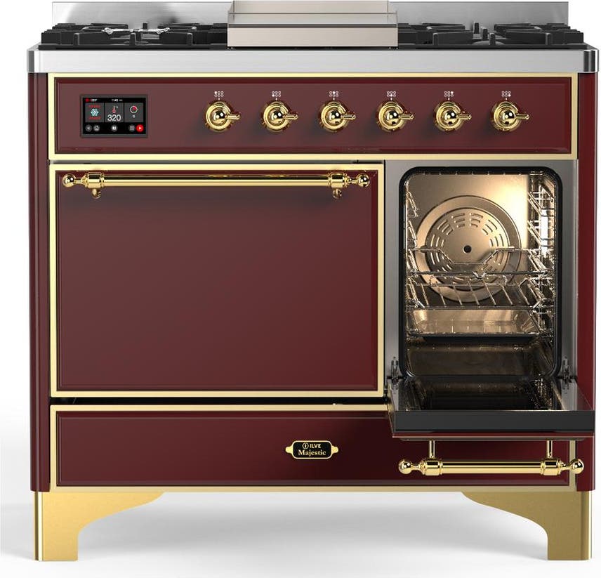 Ilve UMD40FQNR3BUG Burgundy With Brass Trim, Natural Gas