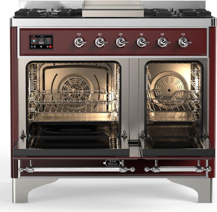 Ilve UMD40FQNR3BUCLP Burgundy With Chrome Trim, Liquid Propane