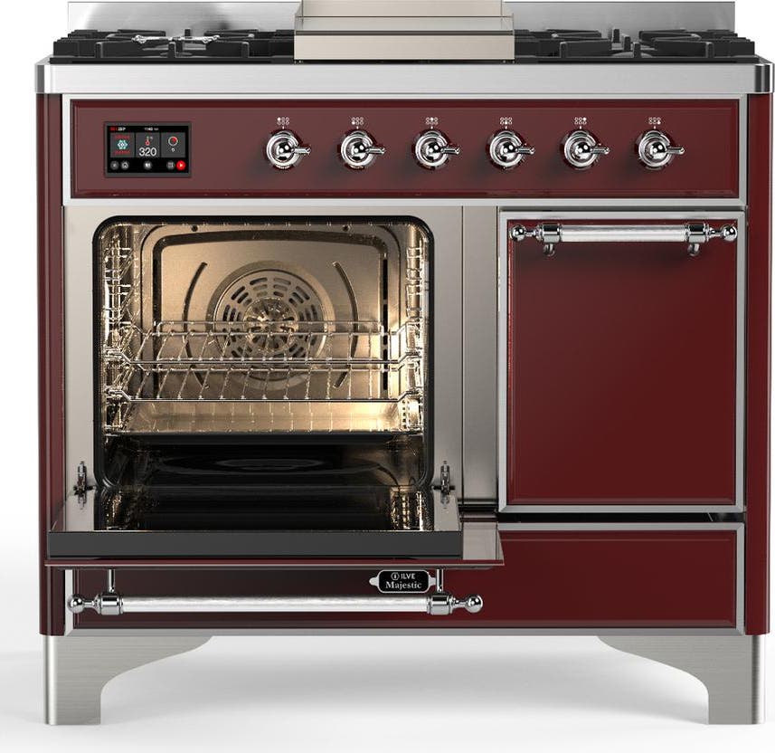 Ilve UMD40FQNR3BUCLP Burgundy With Chrome Trim, Liquid Propane
