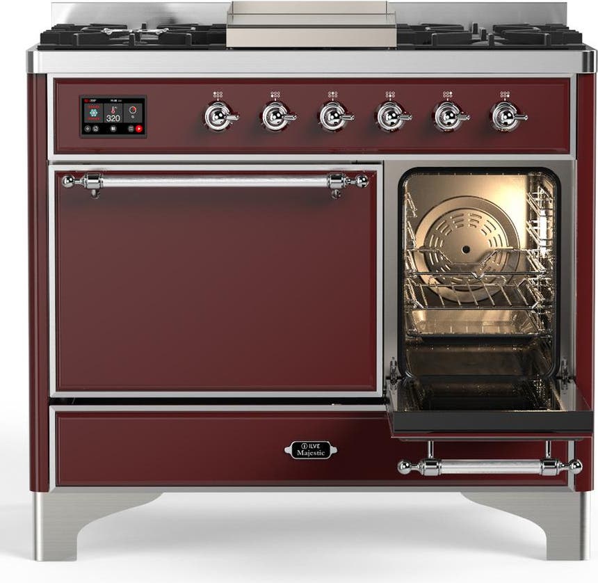 Ilve UMD40FQNR3BUCLP Burgundy With Chrome Trim, Liquid Propane