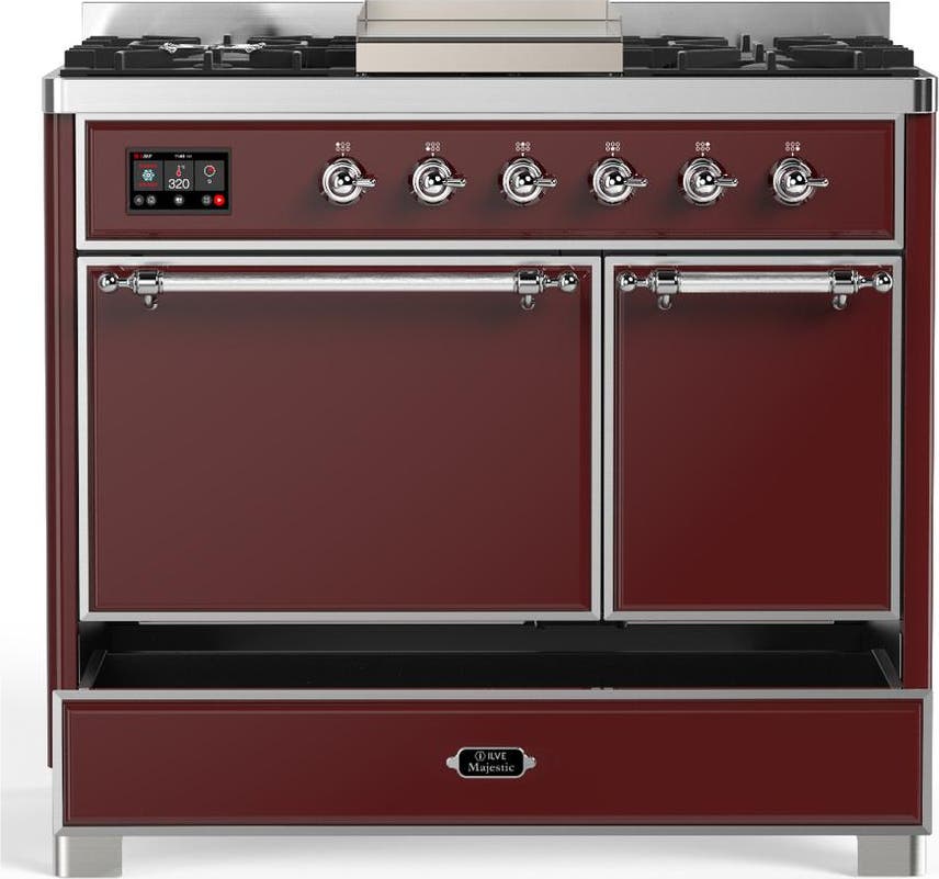 Ilve UMD40FQNR3BUC Burgundy With Chrome Trim, Natural Gas