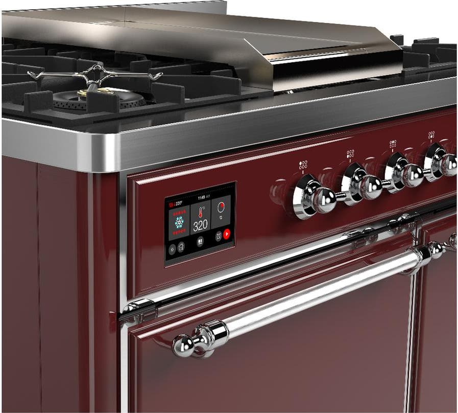 Ilve UMD40FQNR3BUC Burgundy With Chrome Trim, Natural Gas