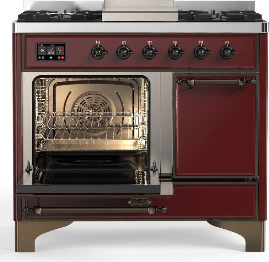 Ilve UMD40FQNR3BUB Burgundy With Burnished Trim, Natural Gas