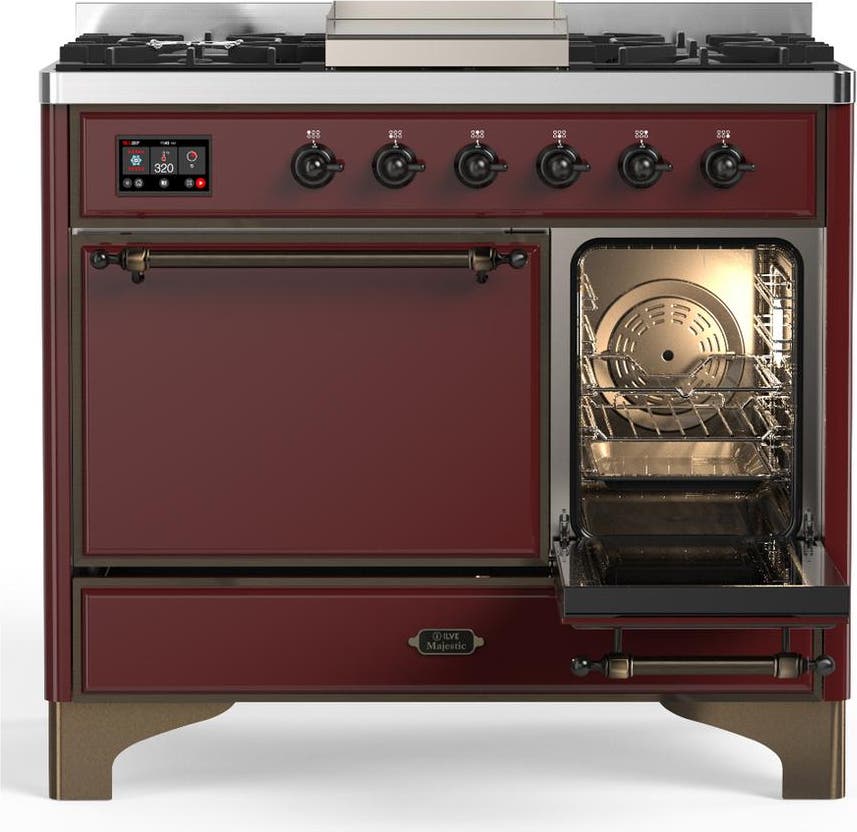 Ilve UMD40FQNR3BUB Burgundy With Burnished Trim, Natural Gas