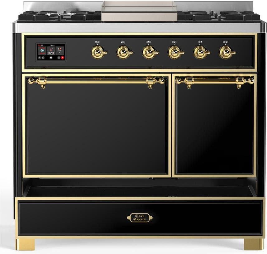 Ilve UMD40FQNR3BKGLP Glossy Black With Brass Trim, Liquid Propane