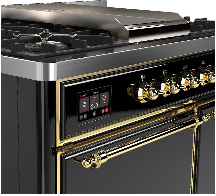 Ilve UMD40FQNR3BKG Glossy Black With Brass Trim, Natural Gas