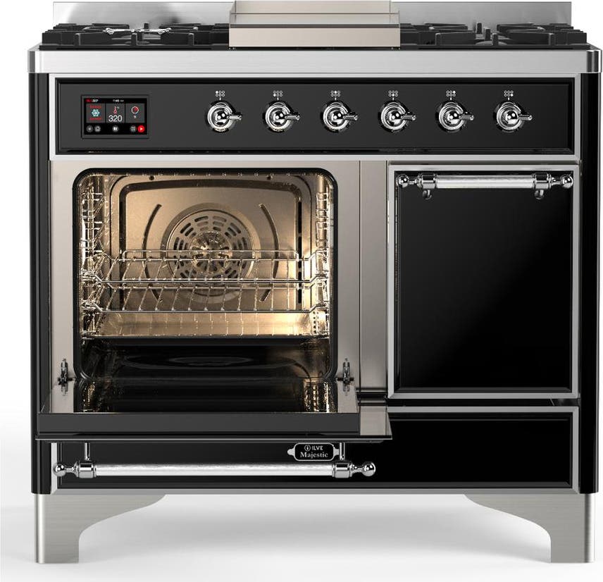 Ilve UMD40FQNR3BKC Glossy Black With Chrome Trim, Natural Gas