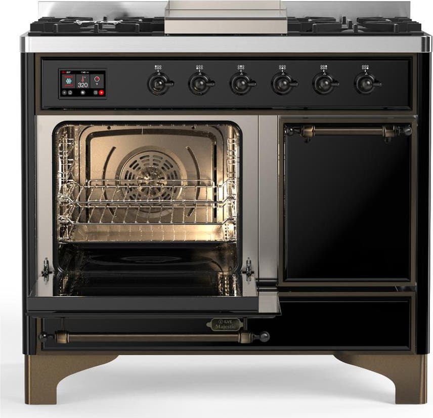 Ilve UMD40FQNR3BKBLP Glossy Black With Burnished Trim, Liquid Propane