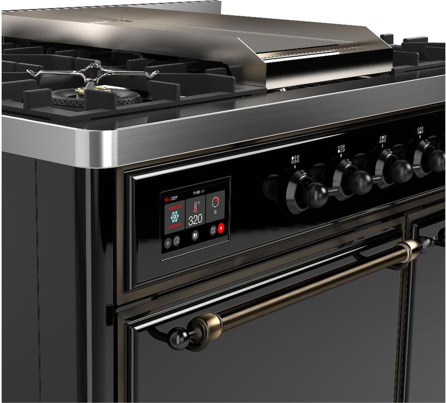 Ilve UMD40FQNR3BKBLP Glossy Black With Burnished Trim, Liquid Propane