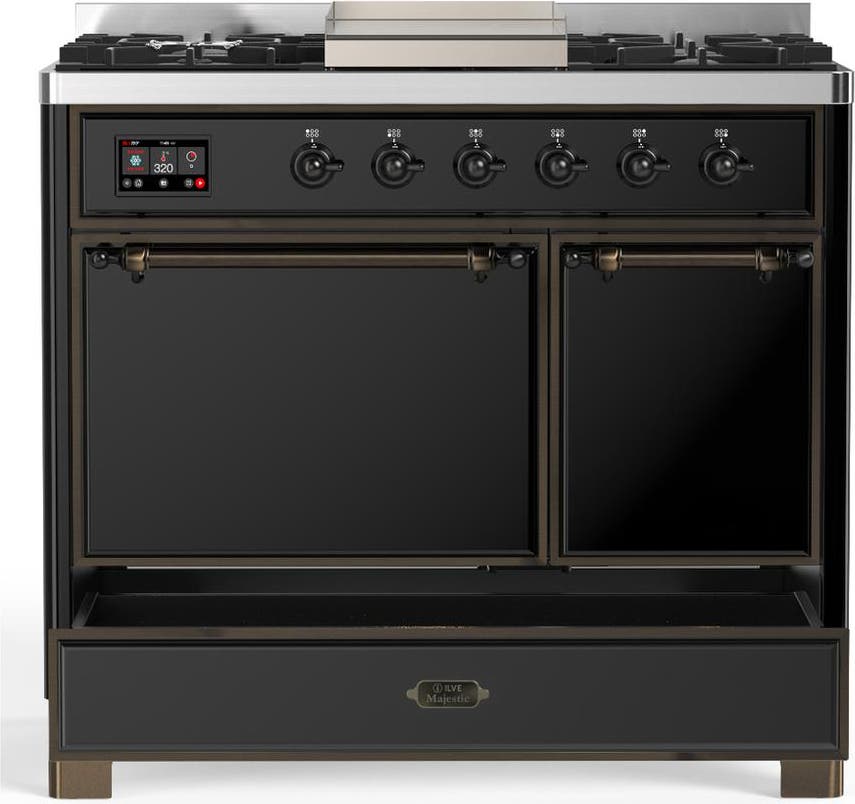 Ilve UMD40FQNR3BKB Glossy Black With Burnished Trim, Natural Gas