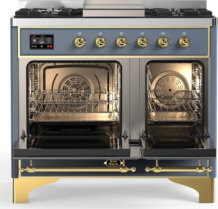 Ilve UMD40FQNR3BGGLP Blue Grey With Brass Trim, Liquid Propane