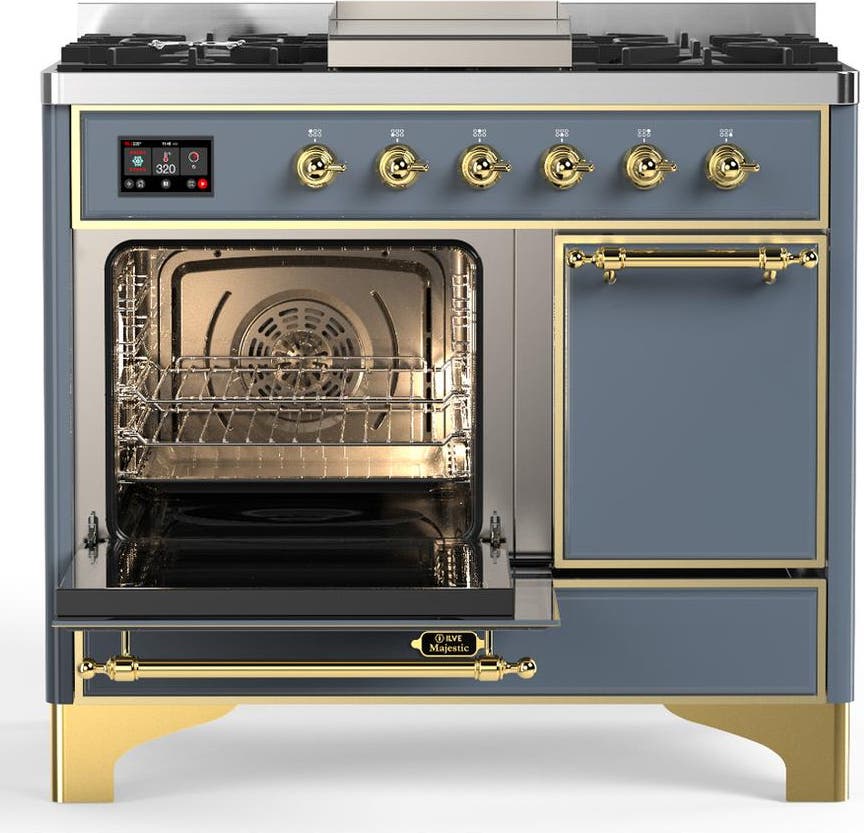 Ilve UMD40FQNR3BGGLP Blue Grey With Brass Trim, Liquid Propane