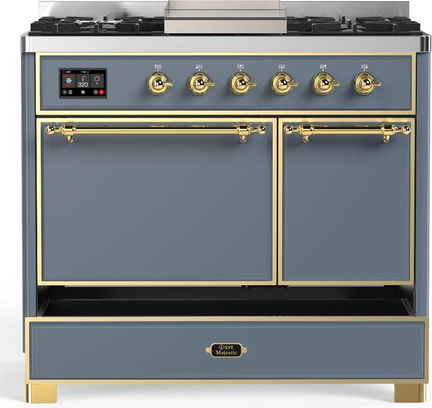 Ilve UMD40FQNR3BGGLP Blue Grey With Brass Trim, Liquid Propane