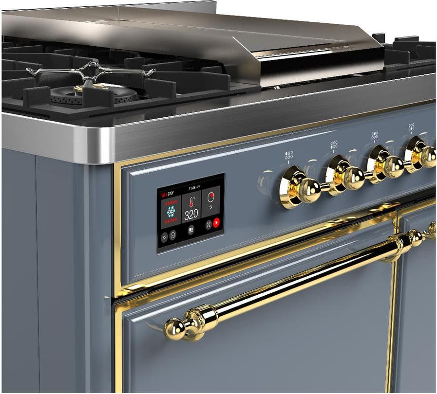 Ilve UMD40FQNR3BGG Blue Grey With Brass Trim, Natural Gas