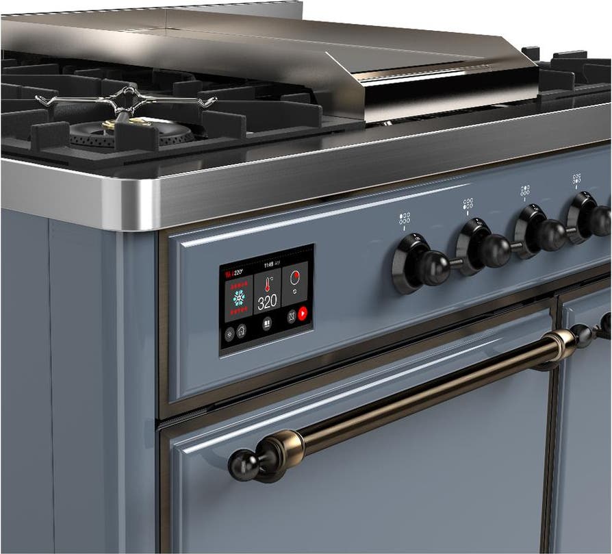 Ilve UMD40FQNR3BGBLP Blue Grey With Burnished Trim, Liquid Propane