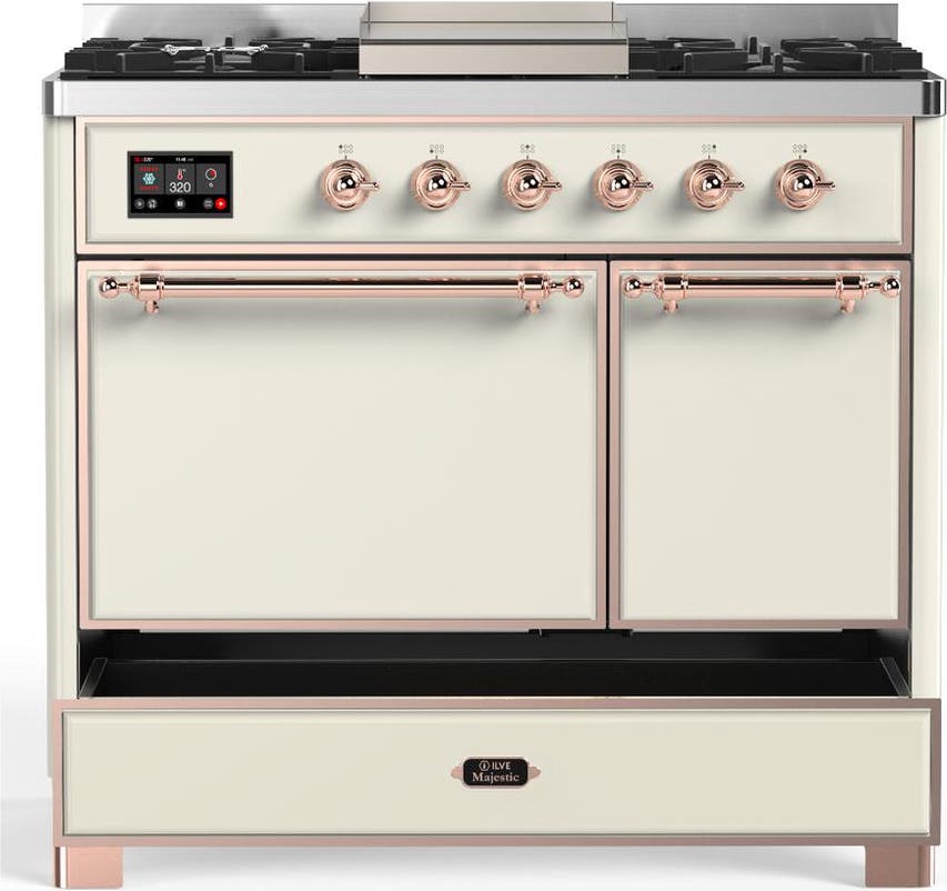 Ilve UMD40FQNR3AWPLP Antique White With Copper Trim, Liquid Propane