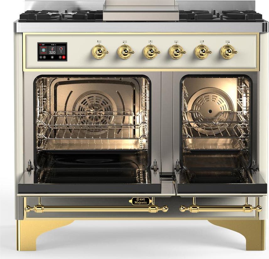 Ilve UMD40FQNR3AWGLP Antique White With Brass Trim, Liquid Propane