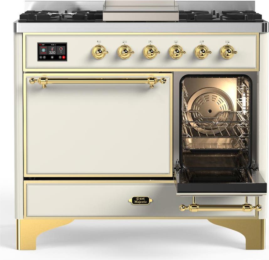 Ilve UMD40FQNR3AWGLP Antique White With Brass Trim, Liquid Propane