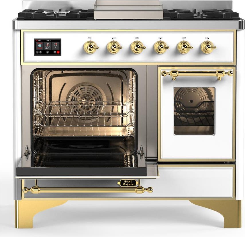 Ilve UMD40FNR3WHGLP White With Brass Trim, Liquid Propane