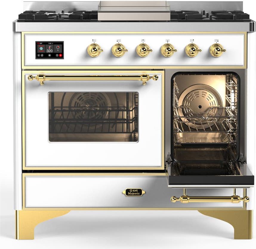 Ilve UMD40FNR3WHGLP White With Brass Trim, Liquid Propane