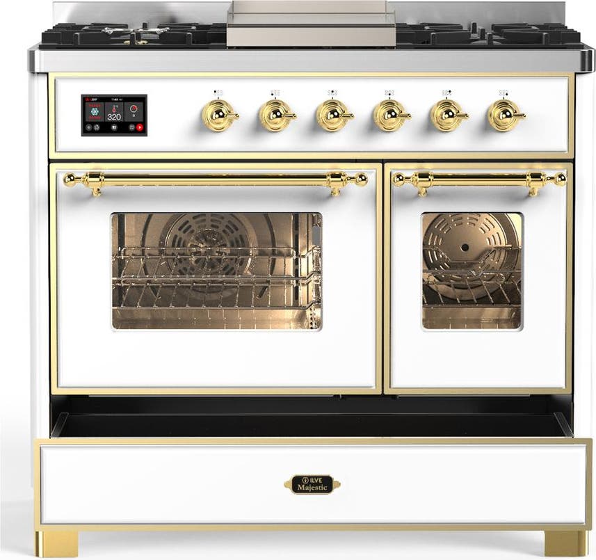 Ilve UMD40FNR3WHGLP White With Brass Trim, Liquid Propane