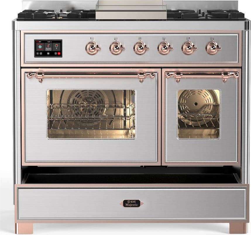 Ilve UMD40FNR3SSP Stainless Steel With Copper Trim, Natural Gas