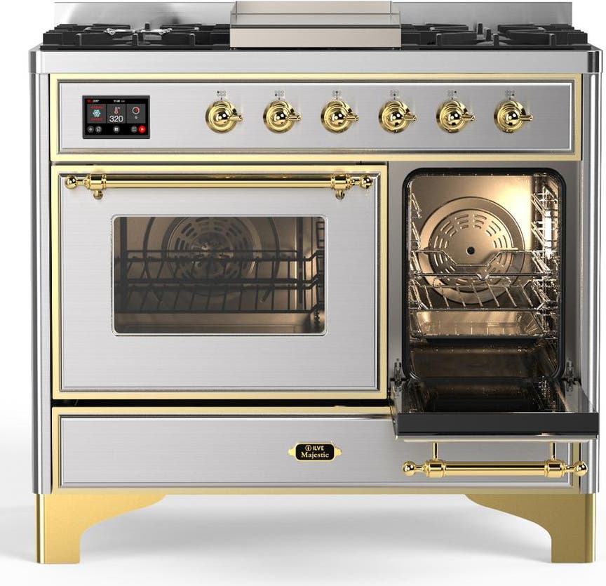 Ilve UMD40FNR3SSGLP Stainless Steel With Brass Trim, Liquid Propane