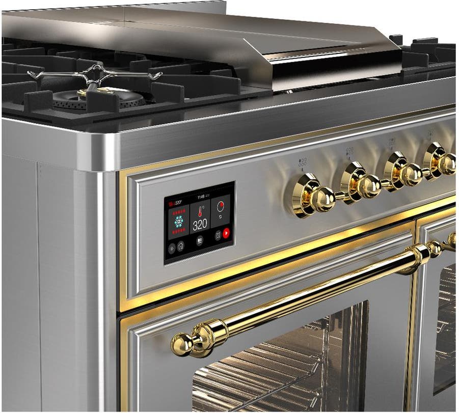 Ilve UMD40FNR3SSGLP Stainless Steel With Brass Trim, Liquid Propane
