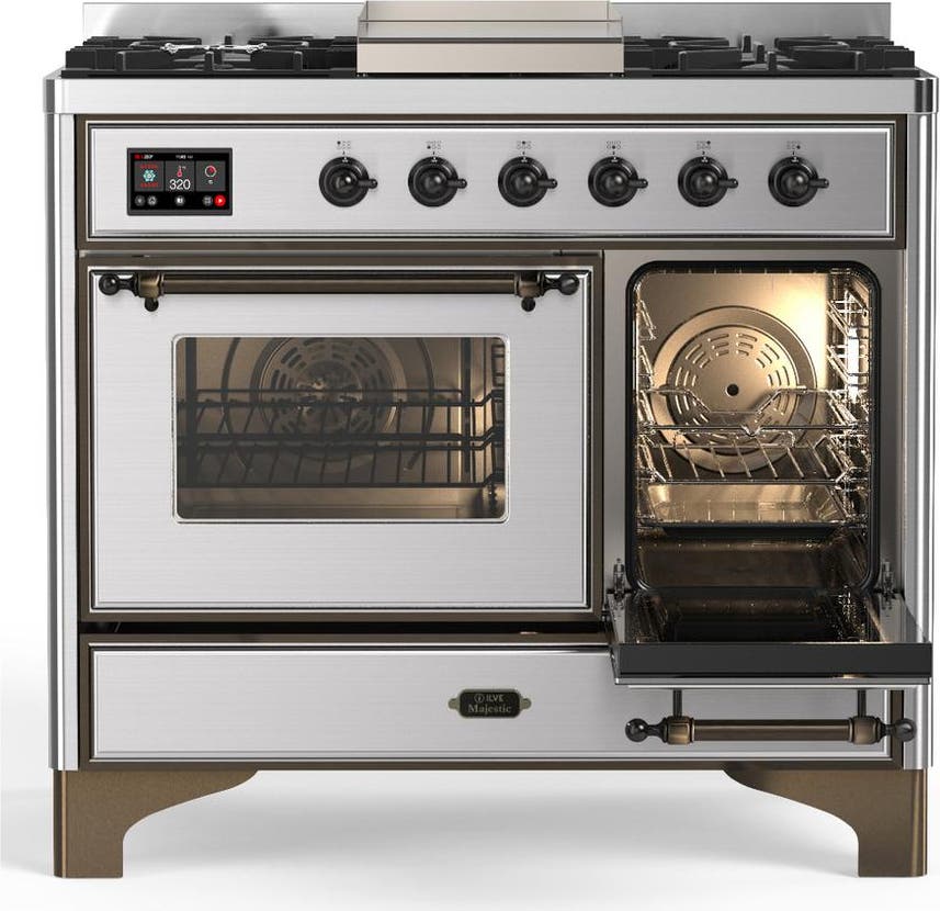 Ilve UMD40FNR3SSBLP Stainless Steel With Burnished Trim, Liquid Propan...