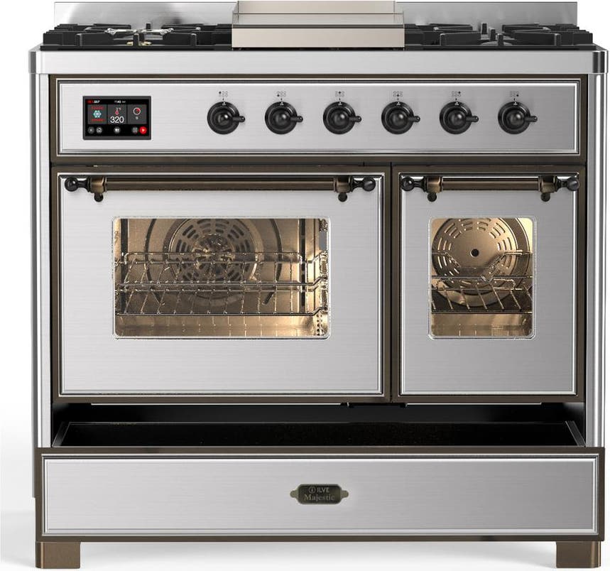 Ilve UMD40FNR3SSBLP Stainless Steel With Burnished Trim, Liquid Propan...