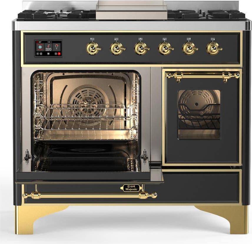 Ilve UMD40FNR3MGGLP Matte Graphite With Brass Trim, Liquid Propane
