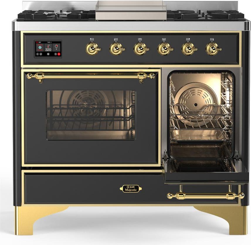 Ilve UMD40FNR3MGGLP Matte Graphite With Brass Trim, Liquid Propane