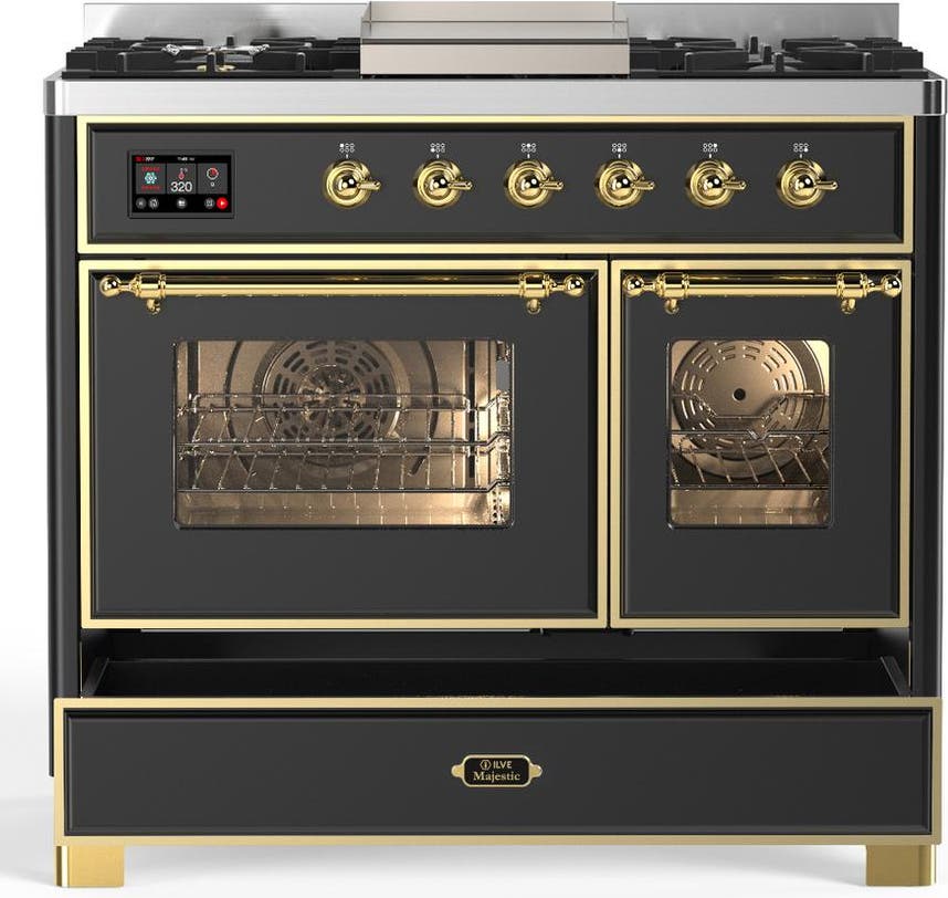 Ilve UMD40FNR3MGG Matte Graphite With Brass Trim, Natural Gas