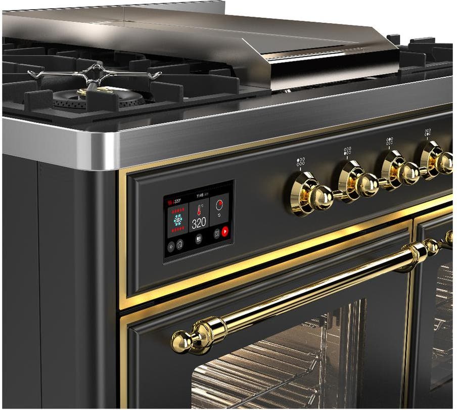 Ilve UMD40FNR3MGG Matte Graphite With Brass Trim, Natural Gas