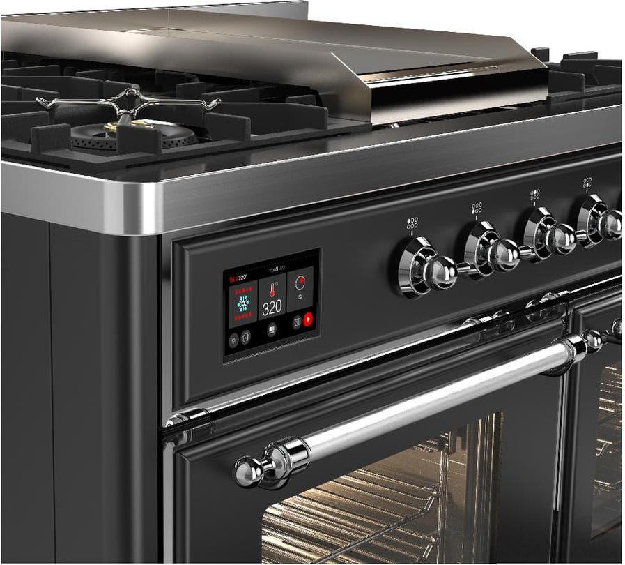 Ilve UMD40FNR3MGCLP Matte Graphite With Chrome Trim, Liquid Propane