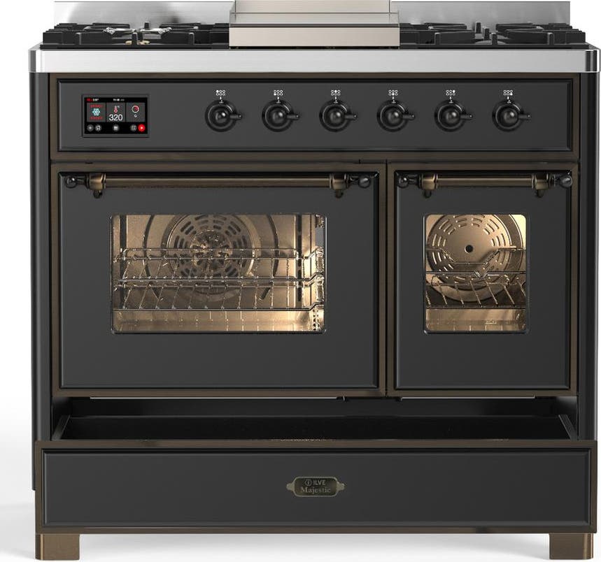 Ilve UMD40FNR3MGB Matte Graphite With Burnished Trim, Natural Gas