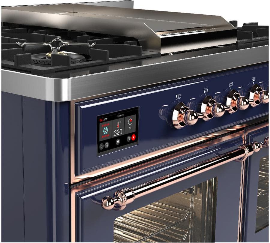 Ilve UMD40FNR3MBPLP Midnight Blue With Copper Trim, Liquid Propane