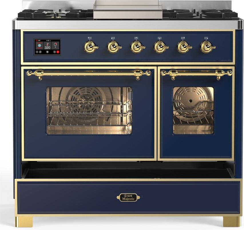 Ilve UMD40FNR3MBGLP Midnight Blue With Brass Trim, Liquid Propane