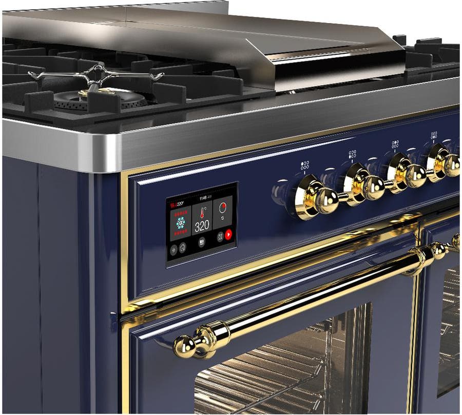Ilve UMD40FNR3MBG Midnight Blue With Brass Trim, Natural Gas
