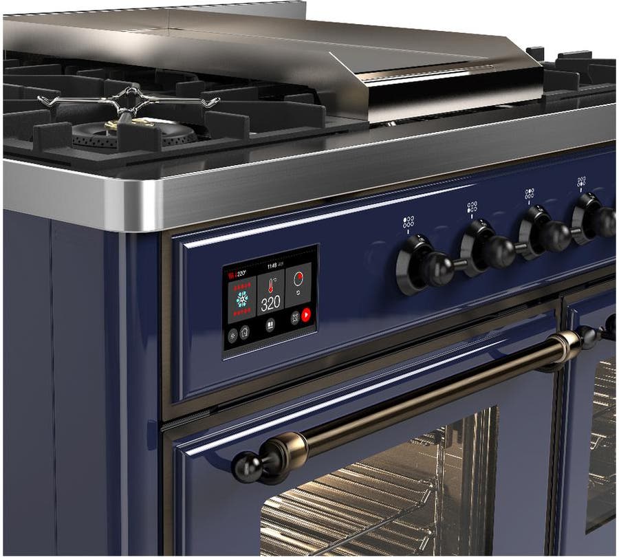 Ilve UMD40FNR3MBBLP Midnight Blue With Burnished Trim, Liquid Propane