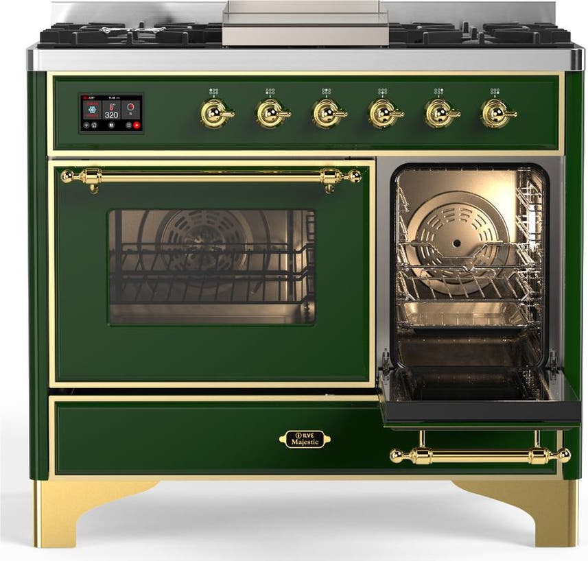 Ilve UMD40FNR3EGGLP Emerald Green With Brass Trim, Liquid Propane