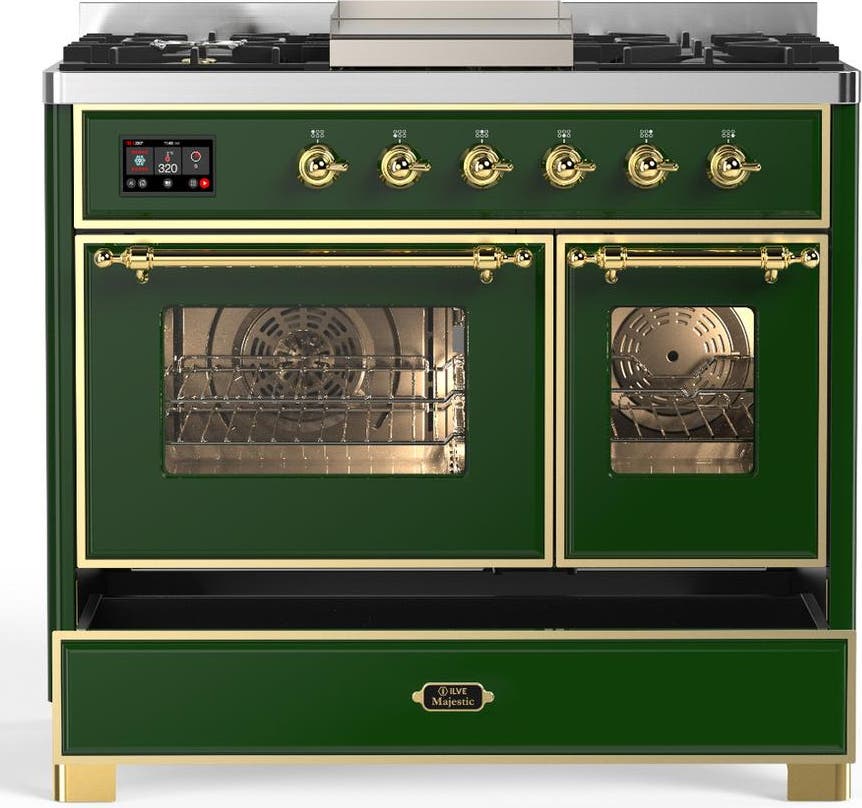 Ilve UMD40FNR3EGG Emerald Green With Brass Trim, Natural Gas