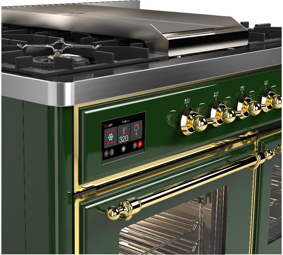 Ilve UMD40FNR3EGG Emerald Green With Brass Trim, Natural Gas