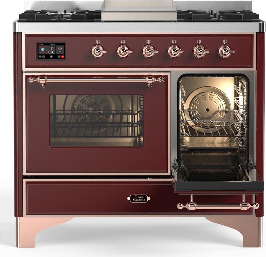 Ilve UMD40FNR3BUPLP Burgundy With Copper Trim, Liquid Propane