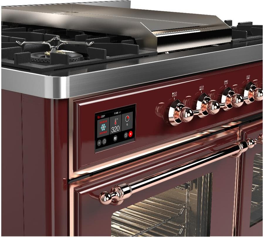 Ilve UMD40FNR3BUP Burgundy With Copper Trim, Natural Gas